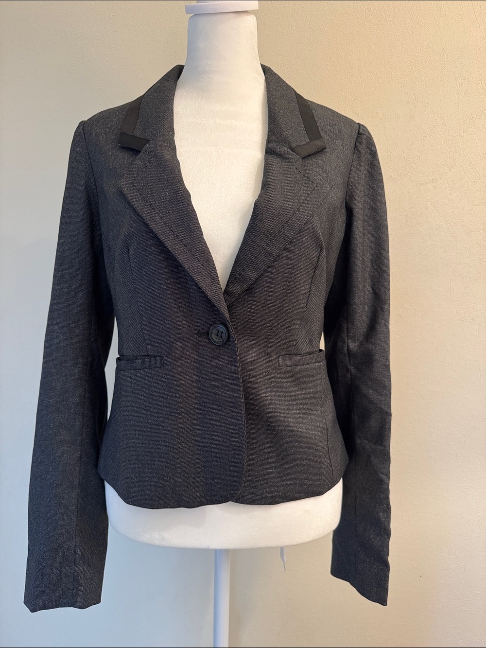 LOFT Charcoal Single-Button Tailored Blazer